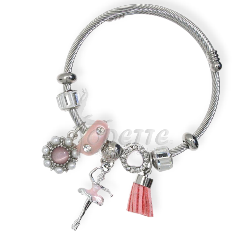 Steel bracelet with ballet charms