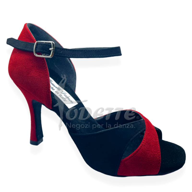 Suede red and black sandals